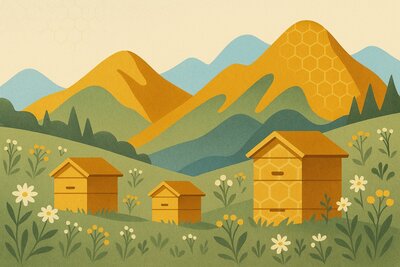 Altai mountain apiaries in pristine natural setting