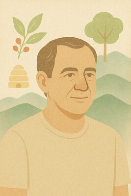 Eduardo Santos working in organic farm fields